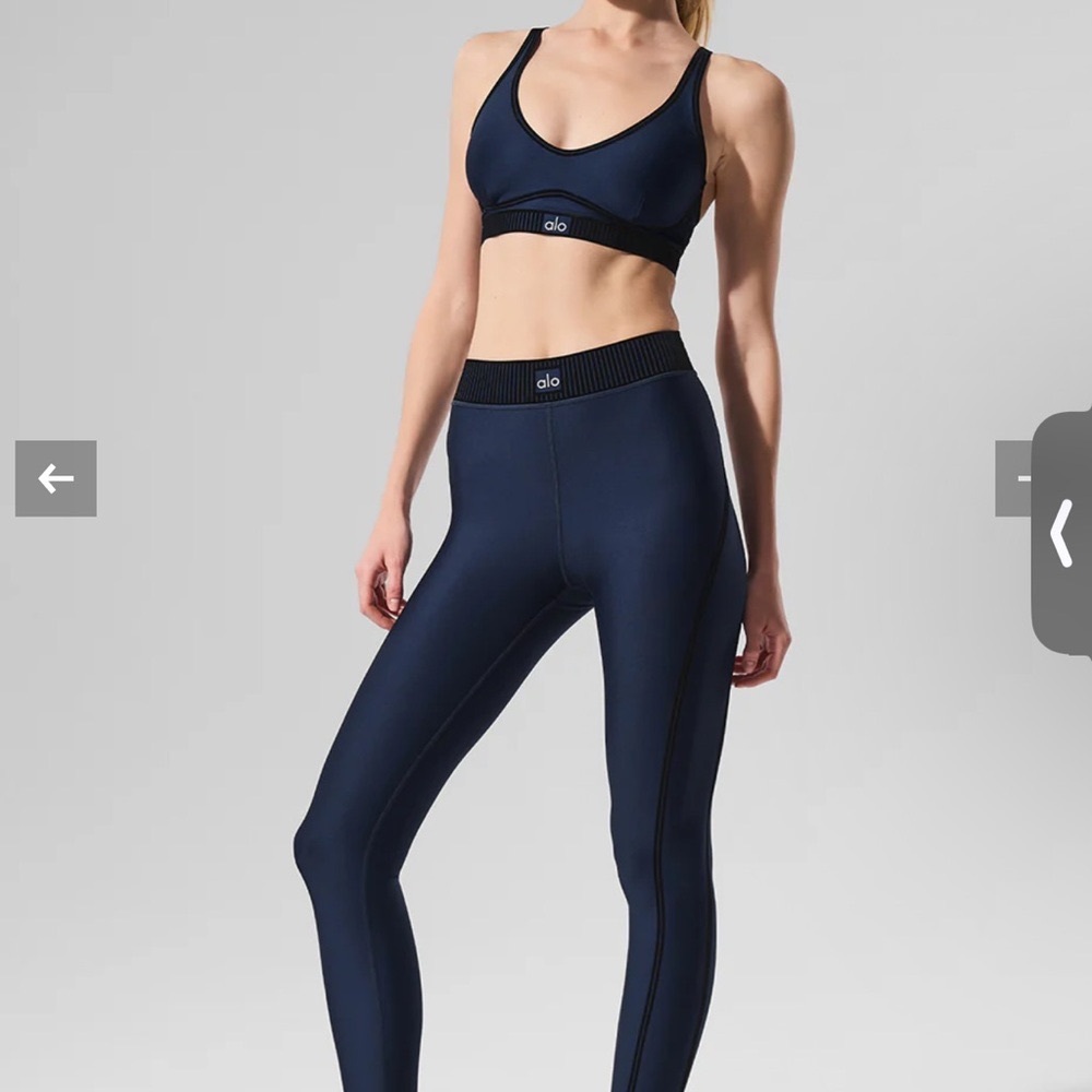 Airlift High-Waist 7/8 Line Up Legging & Airlift Line Up bra in navy size XXS.